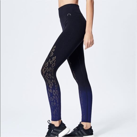 Varley Pants - Varley Dover dip dye legging black ombré blue Yoga Active Size XXS XS